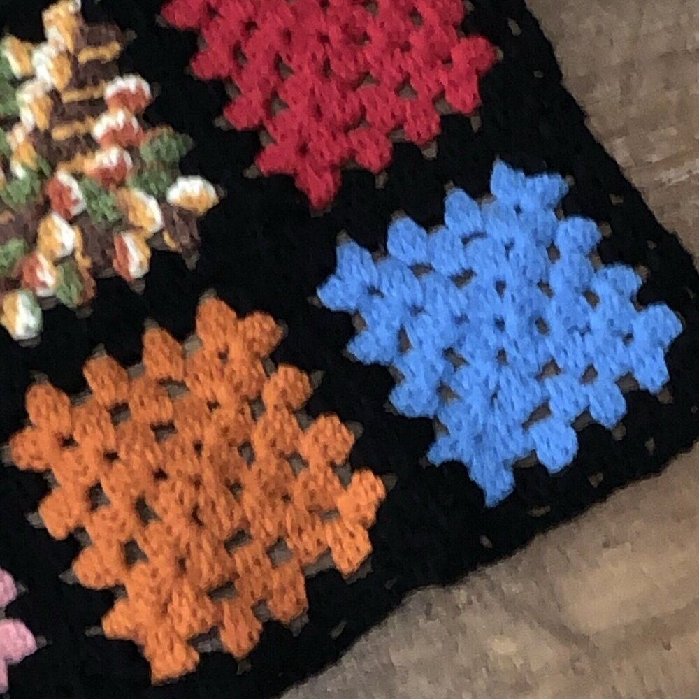 Vtg GRANNY SQUARE AFGHAN Crochet Cottage Core Throw Blanket 66”x43” T100 - Picture 8 of 12